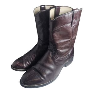 Mens Vintage Texas Brand Brown Leather Roper Cowboy Boots 11 EE